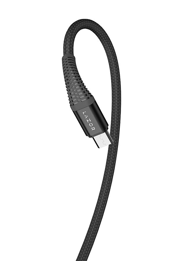 Lazor Flow Premium Nylon Braided and Fast Charging Cable Type-A to Type-C CM32 Black- 1m - Image 2