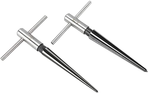 Faneta T Handle Taper Reamer Set 3-13mm(1/8''-1/2'') & 5-16mm(½"-5/8") Bridge Pin Hole Hand Held Tapered Reamers 6 Fluted Chamfer Reaming Guitar Woodworker Luthier Tool (Set of 2) - Image 2