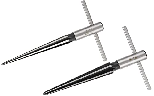 Faneta T Handle Taper Reamer Set 3-13mm(1/8''-1/2'') & 5-16mm(½"-5/8") Bridge Pin Hole Hand Held Tapered Reamers 6 Fluted Chamfer Reaming Guitar Woodworker Luthier Tool (Set of 2) - Image 3