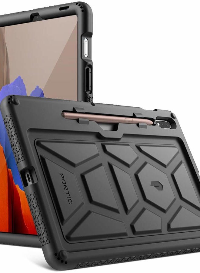 POETIC TurtleSkin Series for Samsung Galaxy Tab S7 Case with S Pen Holder, 11''inch Model -T870/T875/T878 (2020 Release), Heavy Duty Shockproof Kids Friendly Protective Silicone Cover, Black - Image 1