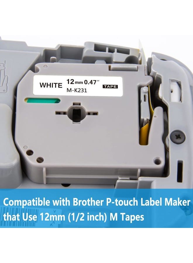 WEEMAY 7 Pack Compatible Label Tape Replacement for Brother P-Touch M Tape 12mm 0.47" M-231 MK-231 MK231 M231 M-K231 Black on White Tape for Brother Ptouch PT-M95 PT-90 PT-80 PT-70 PT-65 Label Maker - Image 2