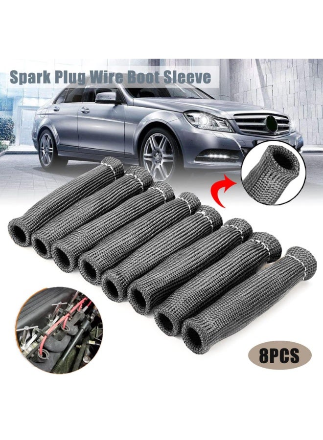 Generic 8PCS Titanium Spark Plug Wire Boots Thermal Protection Insulator Sleeve 2500° Degrees High Temp Protection Heat shield Cover Wrap for Car Truck (Black)  - Image 5
