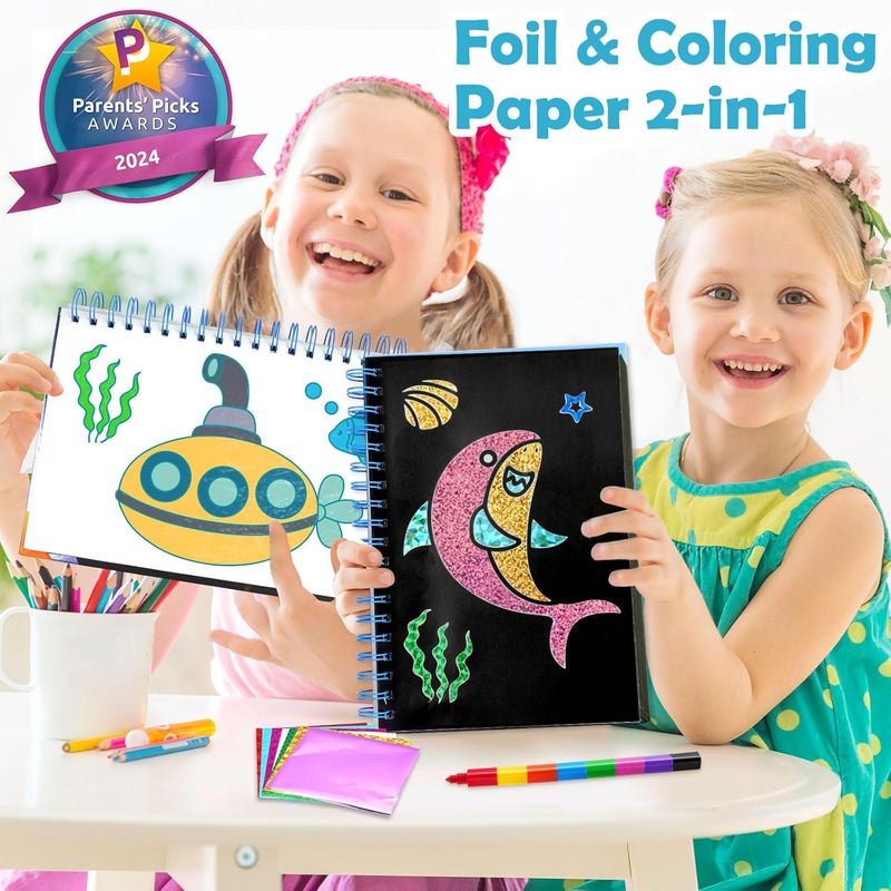 FUNNYB&G Foil Art Kit - Foil Crafts for Kids, Toys for Girls 4-10 Years Old, No Mess Travel Essentials, Kids Toys, Girls Gifts, Birthday Gift, Coloring Books for Kids - Image 2