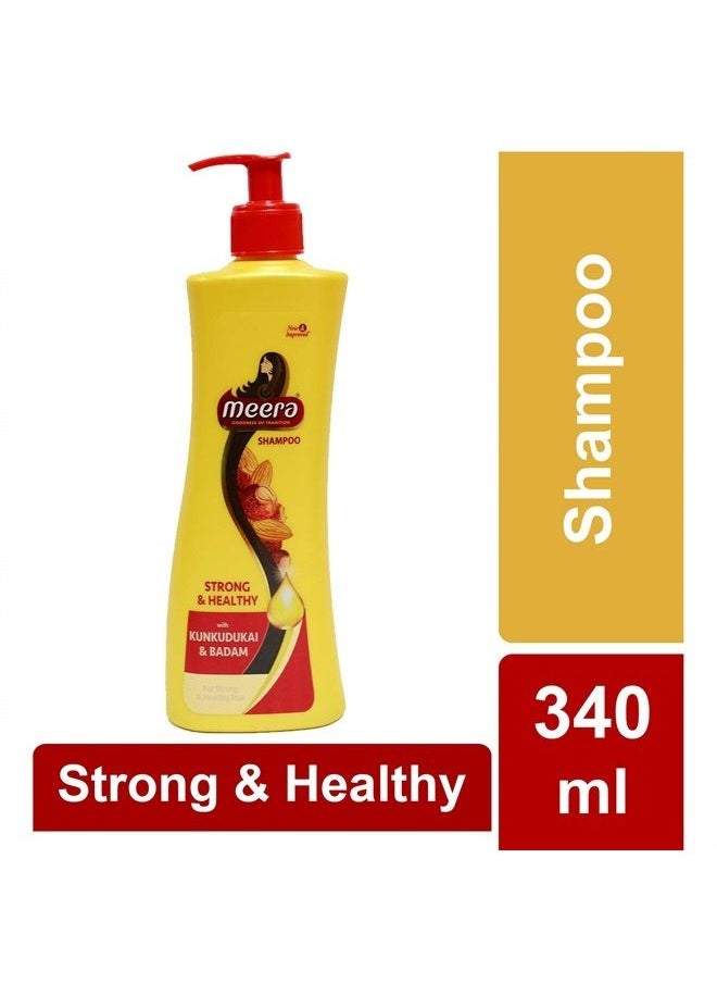 MEERA Strong and Healthy Shampoo with Kunkudukai and Badam (Sapindus and Almond) to Reduce Hairfall 340 ml 
