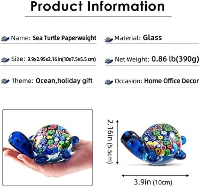 EUSTUMA Hand Blown Glass Sea Turtle Figurines Ornament,Sea Animal Ornament for Home Decor,Sea Animals Collection for Birthday Gift,Glass Tortoise Sculpture - Image 4