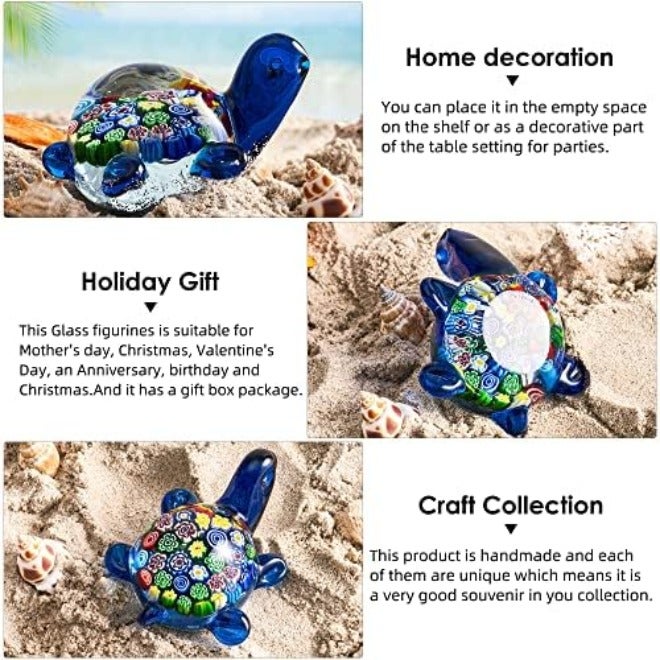 EUSTUMA Hand Blown Glass Sea Turtle Figurines Ornament,Sea Animal Ornament for Home Decor,Sea Animals Collection for Birthday Gift,Glass Tortoise Sculpture - Image 5