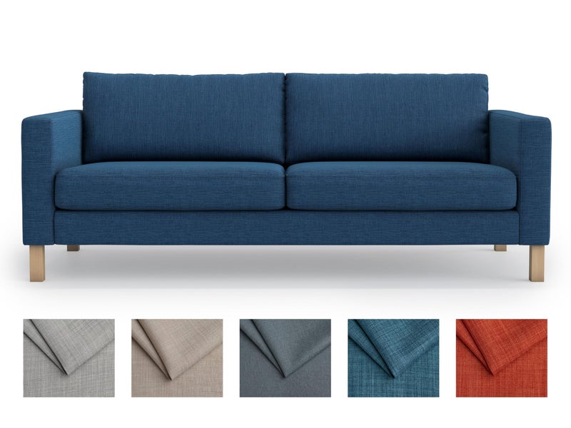 MASTERS OF COVERS MASTERS OF COVERS Snug Fit Karlstad 3 Seat Not 2 Seat Sofa Cover Slipcover for The IKEA Karlstad Three Seat Slipcover ReplacementNavy Blue Length80 