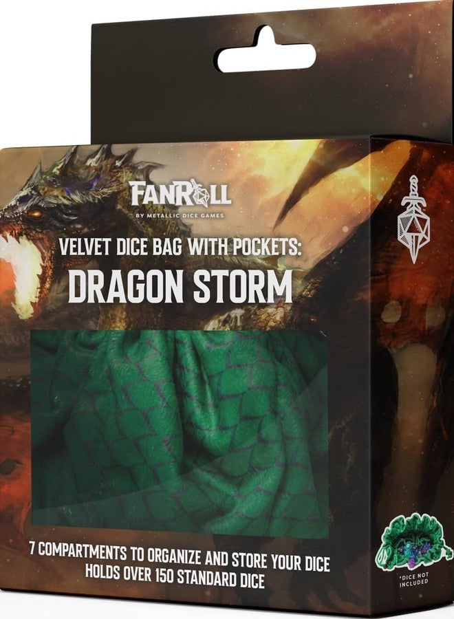 Metallic Dice Games FanRoll Dragon StormTM Velvet Compartment Dice Bag: Green Dragon Scales - Image 4