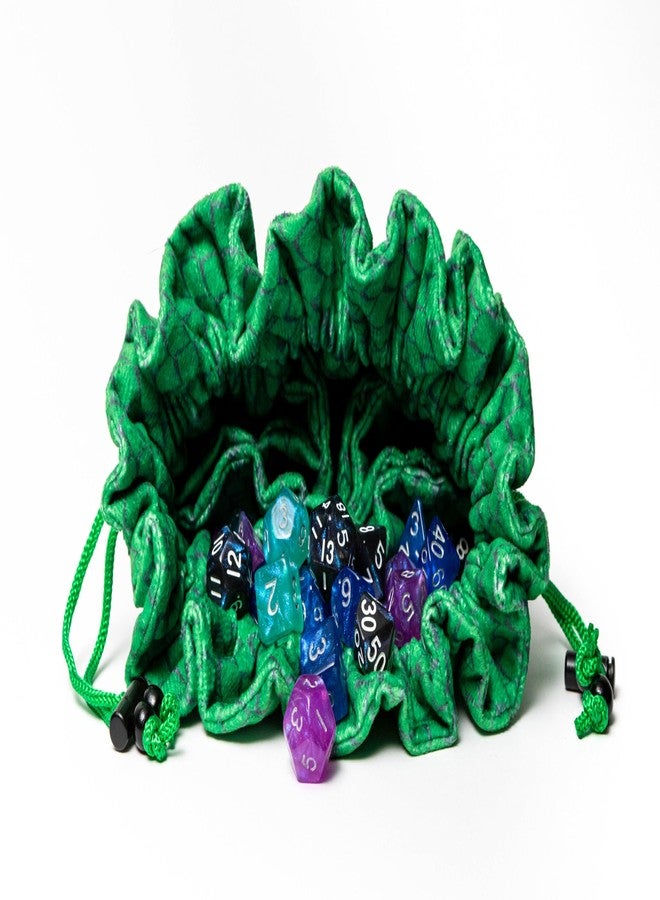 Metallic Dice Games FanRoll Dragon StormTM Velvet Compartment Dice Bag: Green Dragon Scales - Image 2