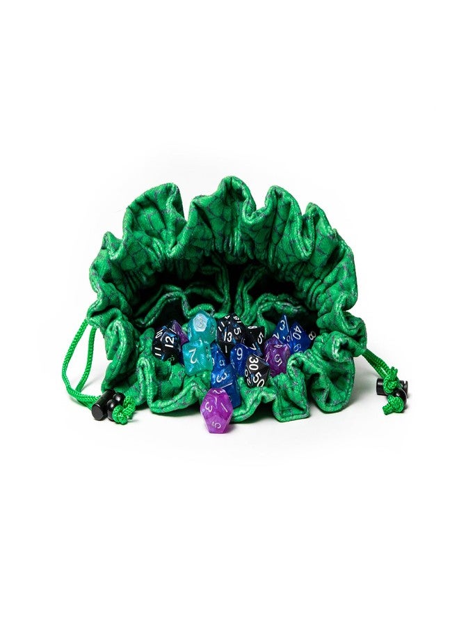 Metallic Dice Games FanRoll Dragon StormTM Velvet Compartment Dice Bag: Green Dragon Scales - Image 1