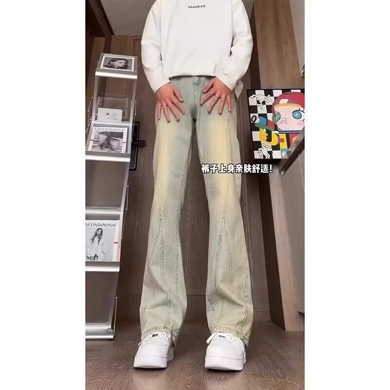 American Style Retro Deconstructed Design Sense Niche Jeans Men'S And Women'S Loose Wide Leg Washed Old Casual Pants - Image 5