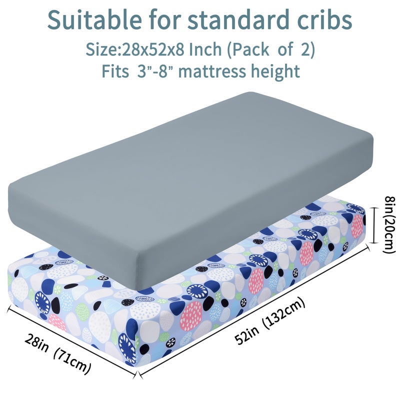 GUNTAIL Baby Crib Sheets for Boys Girls, 2 Pack Fitted Crib Sheet for Standard Crib and Toddler Mattress, Soft Microfiber Baby Sheet 52x28x8in. (Cobblestone & Dark Gray) - Image 4
