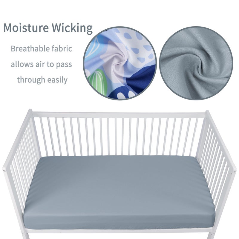 GUNTAIL Baby Crib Sheets for Boys Girls, 2 Pack Fitted Crib Sheet for Standard Crib and Toddler Mattress, Soft Microfiber Baby Sheet 52x28x8in. (Cobblestone & Dark Gray) - Image 2