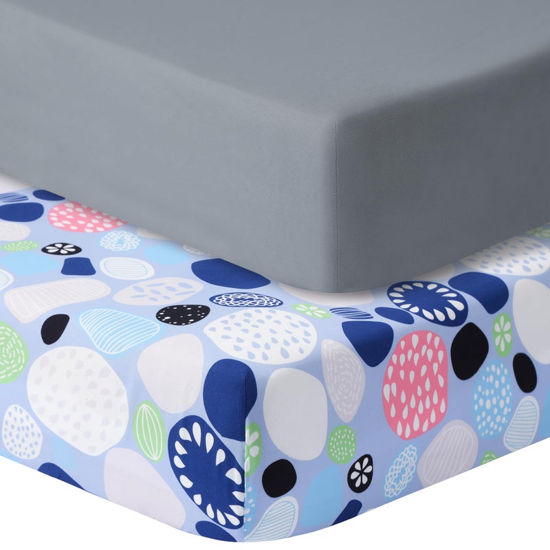 GUNTAIL Baby Crib Sheets for Boys Girls, 2 Pack Fitted Crib Sheet for Standard Crib and Toddler Mattress, Soft Microfiber Baby Sheet 52x28x8in. (Cobblestone & Dark Gray) - Image 1