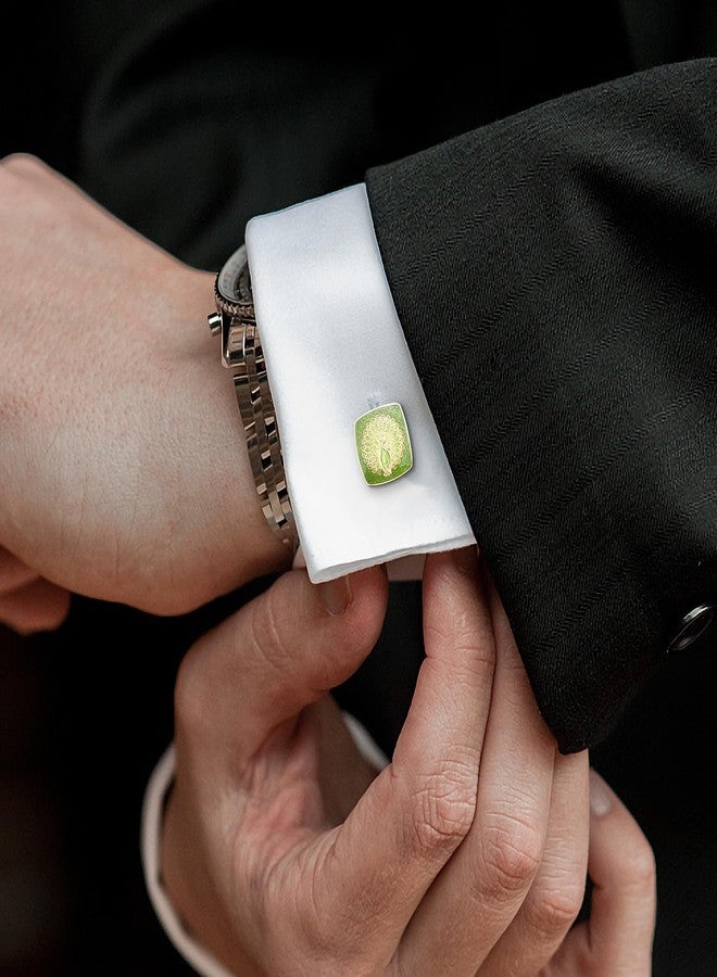 Wynameleri Enamel Cufflinks Green Peacock Design For Men in Gift Box - Image 4