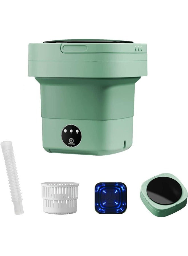 Portable Washing Machine, 8L Large Capacity Foldable Washer, Foldable Washing Machine with Drain Basket, 3 Modes Timing Cleaning, for Socks, Baby Clothes, Towels and Small Items (Green) - Image 1
