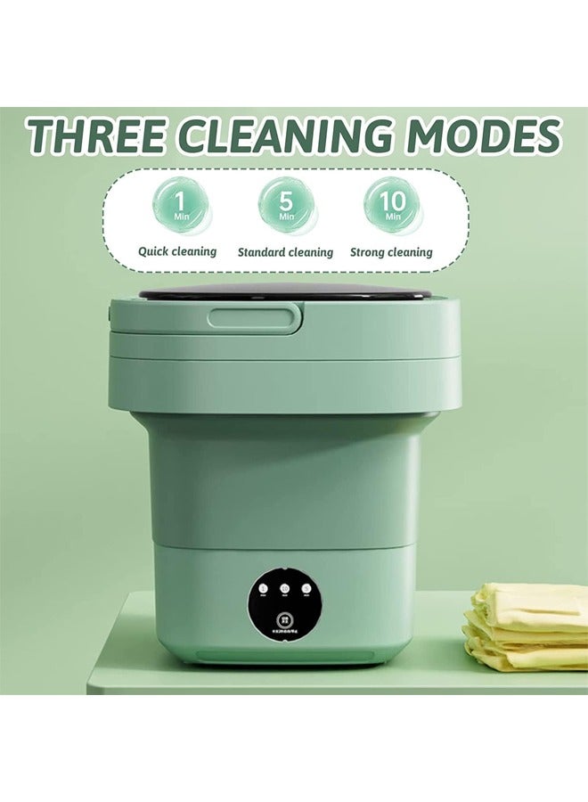 Portable Washing Machine, 8L Large Capacity Foldable Washer, Foldable Washing Machine with Drain Basket, 3 Modes Timing Cleaning, for Socks, Baby Clothes, Towels and Small Items (Green) - Image 2