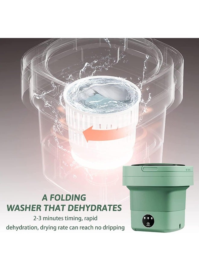 Portable Washing Machine, 8L Large Capacity Foldable Washer, Foldable Washing Machine with Drain Basket, 3 Modes Timing Cleaning, for Socks, Baby Clothes, Towels and Small Items (Green) - Image 4