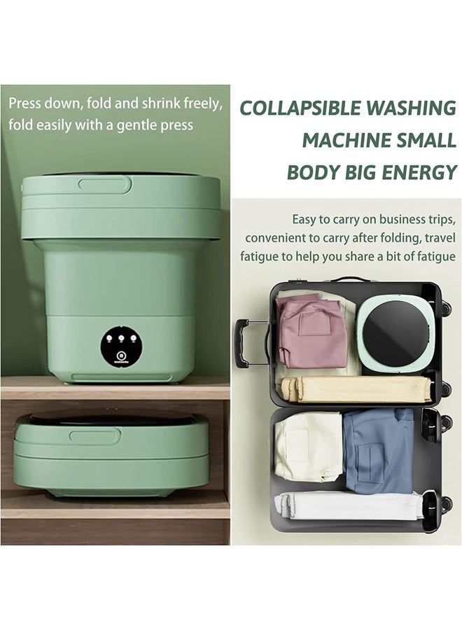 Portable Washing Machine, 8L Large Capacity Foldable Washer, Foldable Washing Machine with Drain Basket, 3 Modes Timing Cleaning, for Socks, Baby Clothes, Towels and Small Items (Green) - Image 3