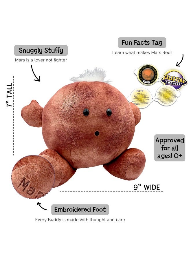Celestial Buddies Mars Buddy | 9" Soft Stuffed Plush, Embroidered Features, Fun Red Planet Facts Tag for Kids - STEM Learning, Educational Gift, Classroom & Homeschool Science Space Astronomy | 0+ - Image 2