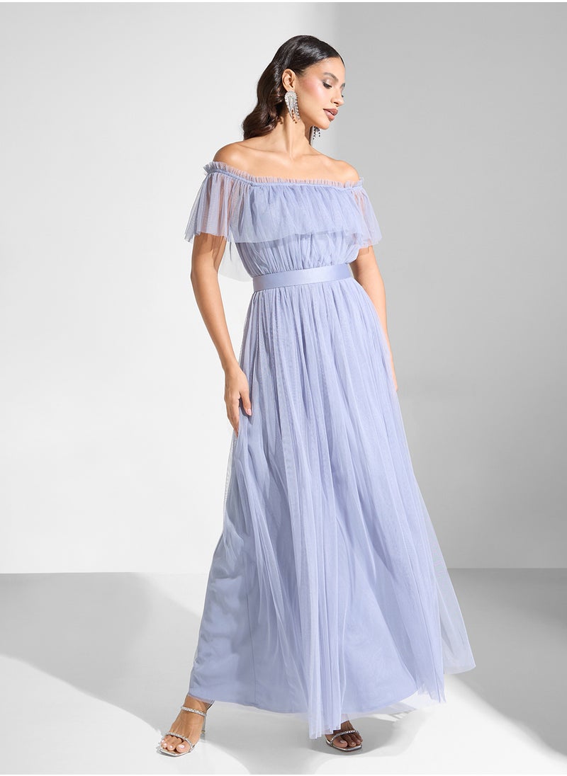Anaya With Love Bardot Tie Detailed Dress  - Image 1