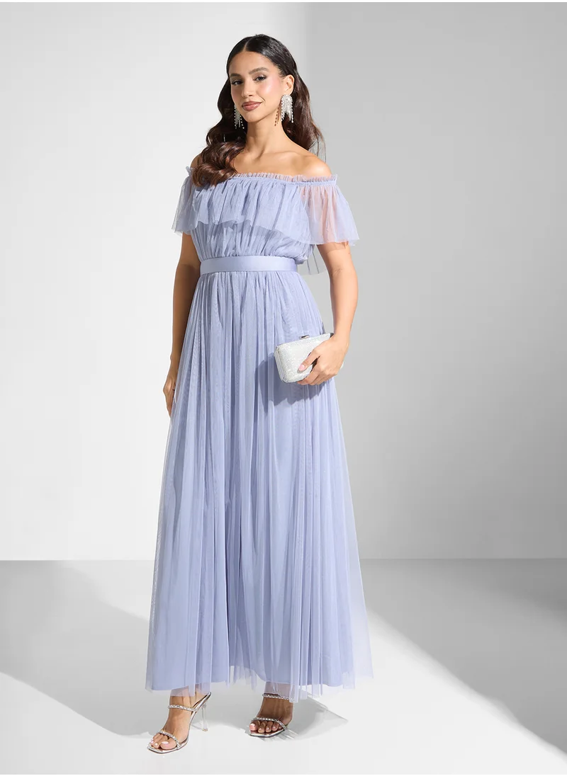 Anaya With Love Bardot Tie Detailed Dress