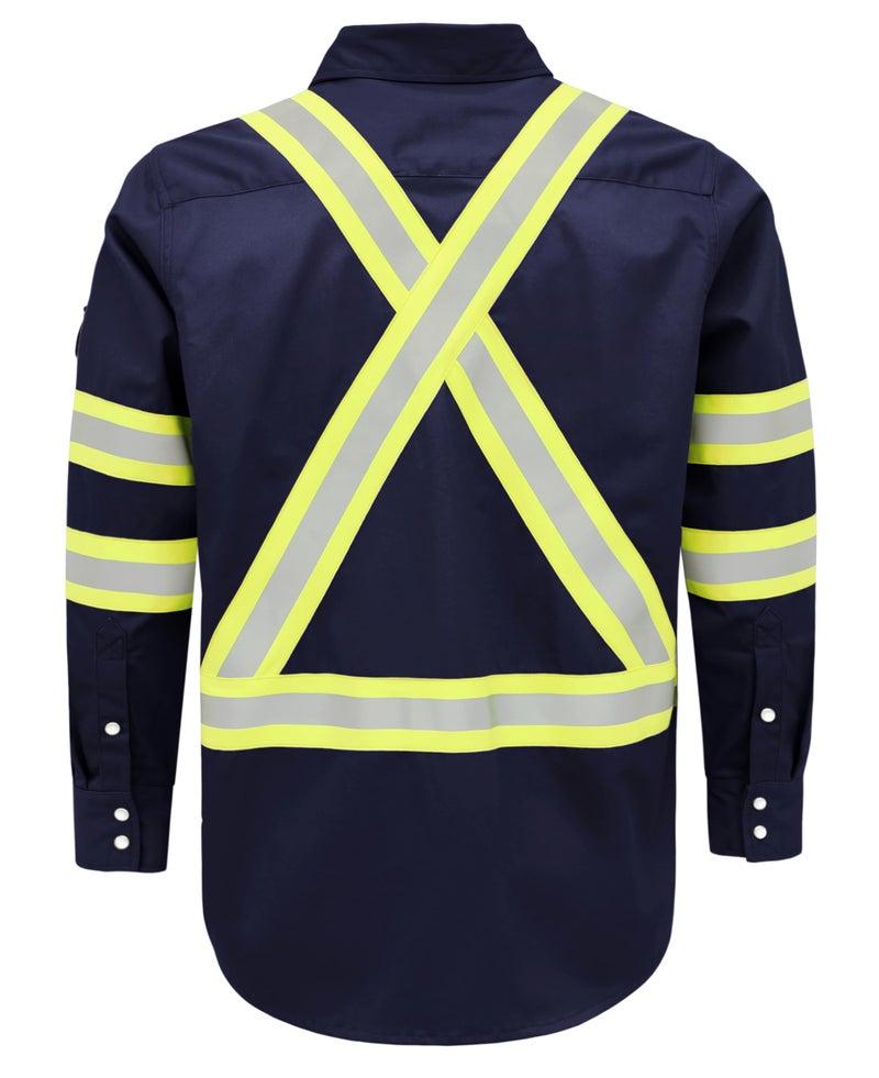 BOCOMAL FR Shirts Hi Vis/High Visibility Flame Resistant/Fire Retardant Shirt 7.5oz Navy FR Shirts for Men - Image 3