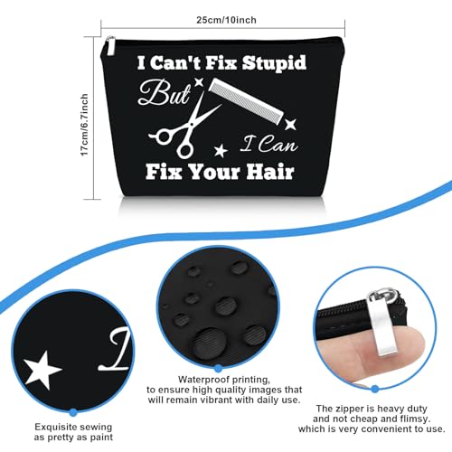 Mikela Hairdresser Gifts Makeup Bag Hair Stylist Gift Black Cosmetic Bags Funny Hair Dresser Gift Cosmetic Pouch Oxford Cloth Makeup Case Christmas Graduation Present for Hairdresser Inspirational Present - Image 2