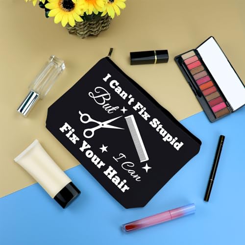 Mikela Hairdresser Gifts Makeup Bag Hair Stylist Gift Black Cosmetic Bags Funny Hair Dresser Gift Cosmetic Pouch Oxford Cloth Makeup Case Christmas Graduation Present for Hairdresser Inspirational Present - Image 3