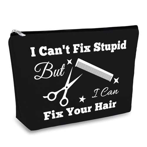 Mikela Hairdresser Gifts Makeup Bag Hair Stylist Gift Black Cosmetic Bags Funny Hair Dresser Gift Cosmetic Pouch Oxford Cloth Makeup Case Christmas Graduation Present for Hairdresser Inspirational Present - Image 1