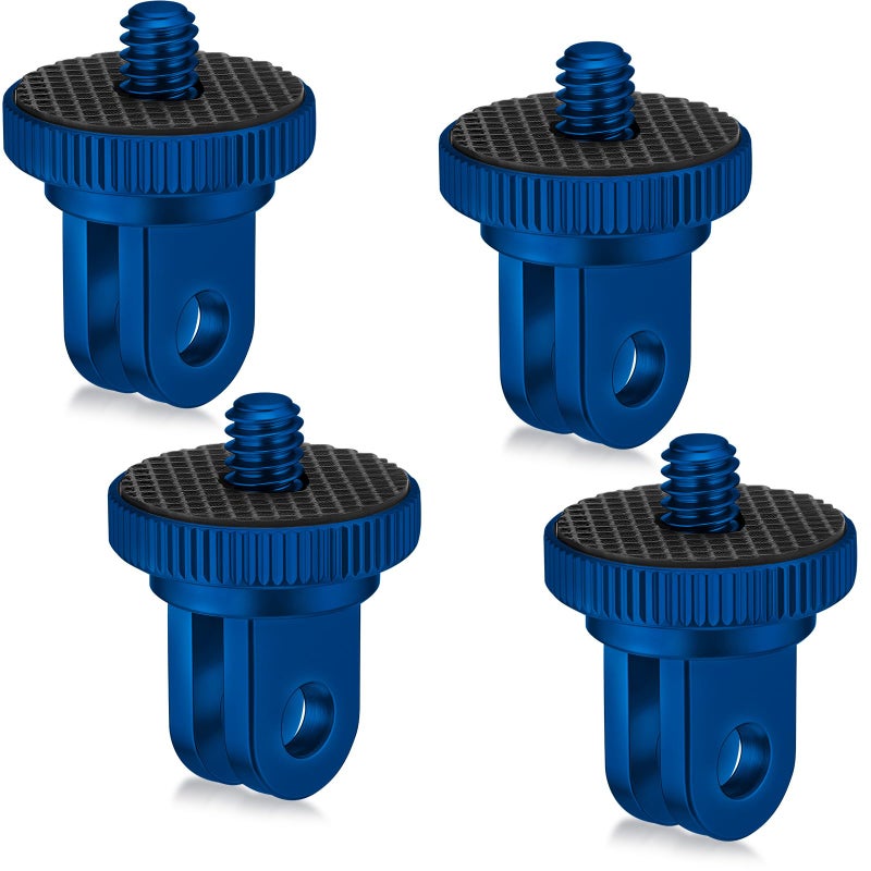 Frienda 4 Pieces Aluminum Camera Tripod Mount Adapter 1/4-20 Conversion Adapter for Tripod Compatible with GoPro Action Cameras and Other Standard 1/4 Accessories (Blue) - Image 1