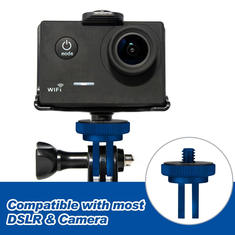 Frienda 4 Pieces Aluminum Camera Tripod Mount Adapter 1/4-20 Conversion Adapter for Tripod Compatible with GoPro Action Cameras and Other Standard 1/4 Accessories (Blue) - Image 5