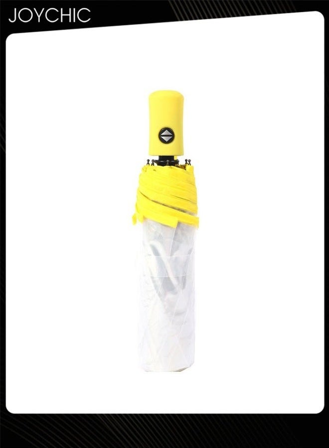 Joychic Full Automatic Three Folding Transparent Clear Travel Rain Umbrella for Women Ladies Girls Outdoor Yellow - Image 4