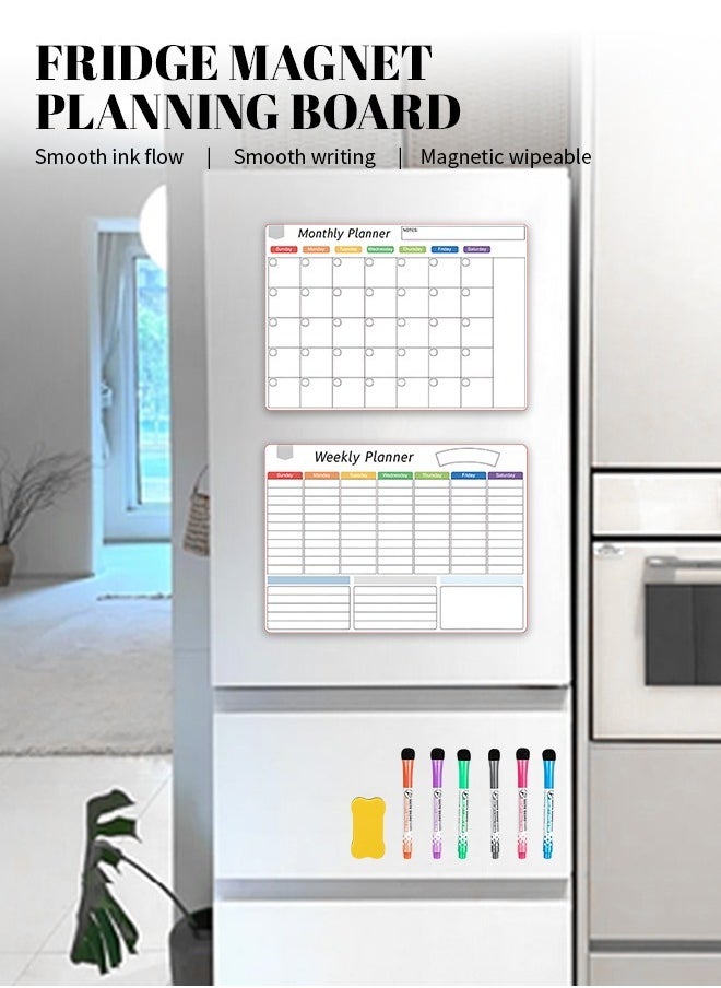 Generic - Magnetic Whiteboard, Waterproof Dry Erase Board with Eraser and 6 Markers, Perfect for Personal Notes, Reminders, and To-Do Lists - Image 1