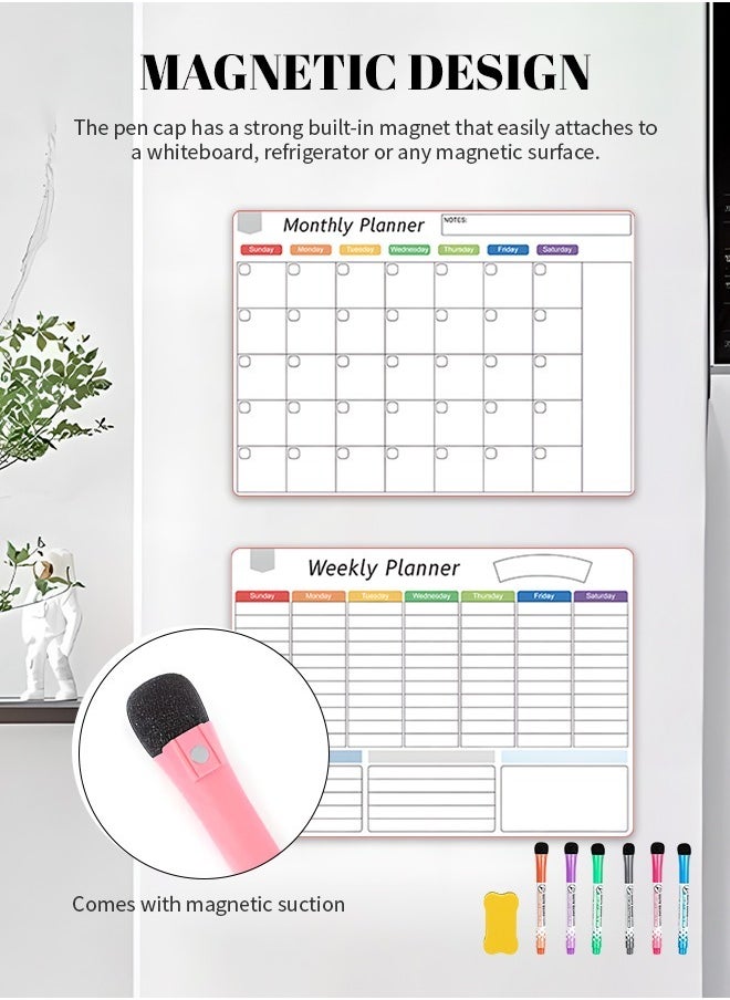 Generic - Magnetic Whiteboard, Waterproof Dry Erase Board with Eraser and 6 Markers, Perfect for Personal Notes, Reminders, and To-Do Lists - Image 1