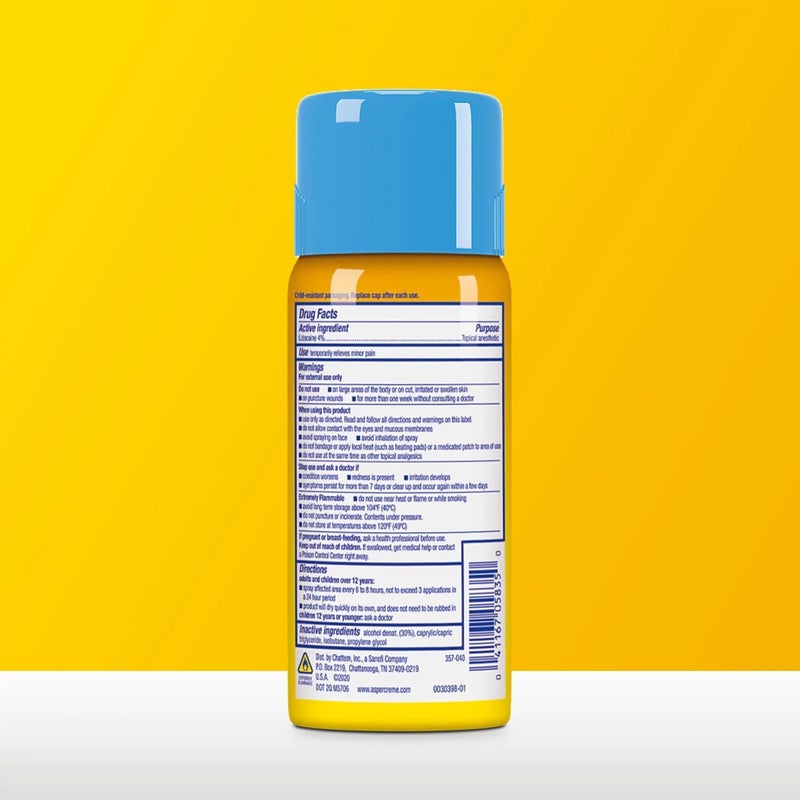 Aspercreme بخاخ ليدوكائين الجاف يهدئ الأعصاب المتهيجة، بخاخ تخفيف الألم الموضعي المخدر بقوة قصوى 4% ليدوكائين، 4 أونصات، عبوتان - Image 2