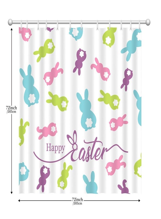 Lofaris Spring Easter Shower Curtain Happy Easter Peeps Curtain for Home Bathroom Decor Colorful Bunny Rabbits Fabric Waterproof Washable Bathtubs Shower Curtains with 12 Hooks 72x72 in - Image 4