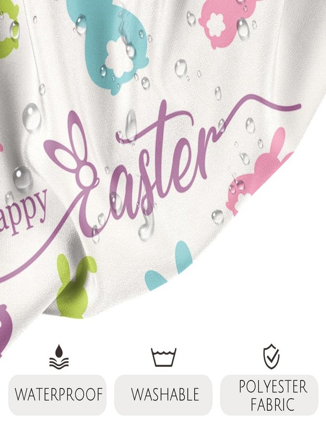 Lofaris Spring Easter Shower Curtain Happy Easter Peeps Curtain for Home Bathroom Decor Colorful Bunny Rabbits Fabric Waterproof Washable Bathtubs Shower Curtains with 12 Hooks 72x72 in - Image 5