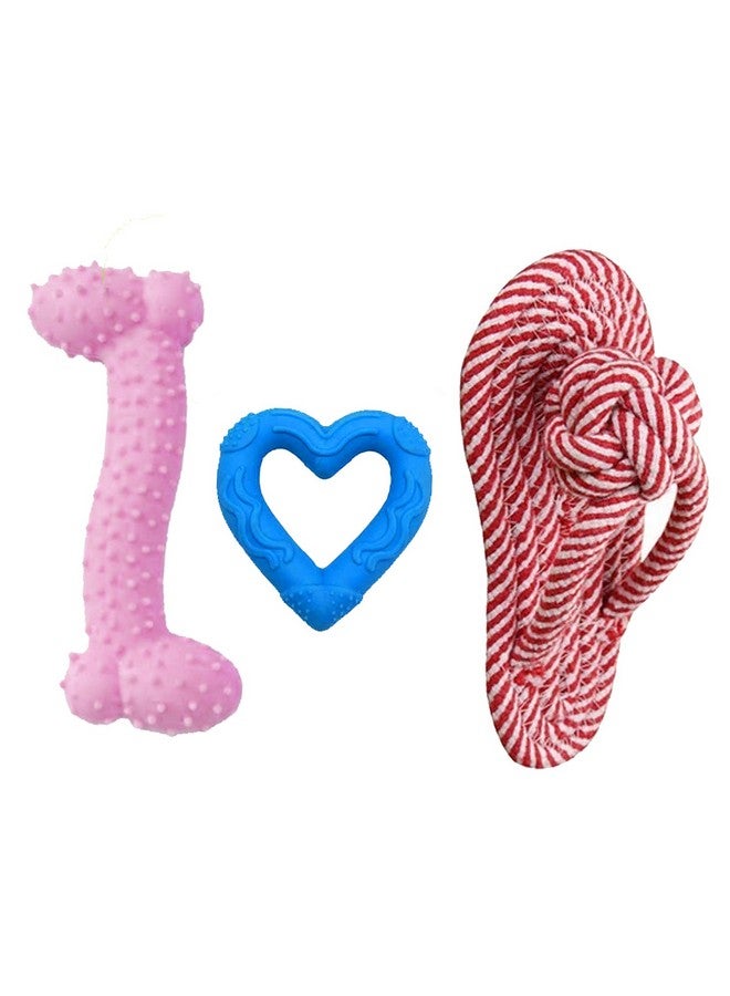 Emily Pets Dog Chew Toys Chew Toys For Dogs Adult Dog Rubber Bone Cat Chew Durable Rope Slipper Toy Teething Toy For Aggressive Chewers For Puppy (Color May Vary) Pack Of3  - Image 1