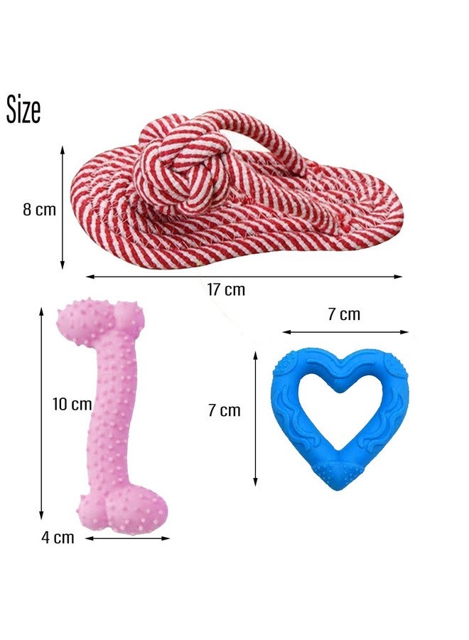 Emily Pets Dog Chew Toys Chew Toys For Dogs Adult Dog Rubber Bone Cat Chew Durable Rope Slipper Toy Teething Toy For Aggressive Chewers For Puppy (Color May Vary) Pack Of3  - Image 3
