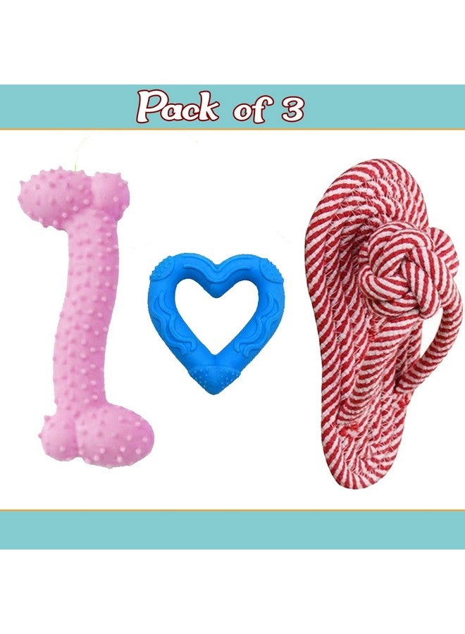 Emily Pets Dog Chew Toys Chew Toys For Dogs Adult Dog Rubber Bone Cat Chew Durable Rope Slipper Toy Teething Toy For Aggressive Chewers For Puppy (Color May Vary) Pack Of3  - Image 2