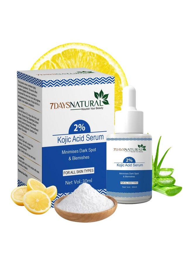 7 Days 2% Kojic Acid Face Serum For Dark Spots Blemishes & Pigmentation 30Ml Face Serum For All Skin Types  - Image 1