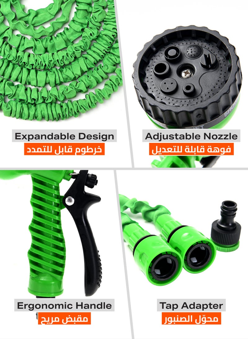 LAWAZIM Expandable Magic Hose - 50ft / 15m - Expandable Flexible Garden Hose with 7 Function Spray Nozzle, Quick-Connect Fittings, & Tap Adapter - for Watering Plants, Car Washing, & Outdoor Cleaning - Image 3