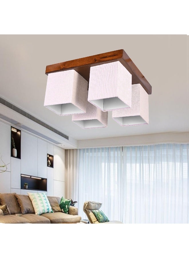 الروضة للإضاءة نجفة اوريتا خشب 4 لمبة | حديث ديكور LED E27 معلقة مصباح سقف اضاءة داخلية مصباح معلق دلاية سقف مودرن نجفة | مناسبة لأي غرفة | | اللون: ألوان متعددة | المقاس: 40x40 سم - Image 2