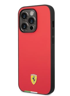 Ferrari Ferrari Magsafe PU Carbon Italy Flag Line Hard Case For iPhone 14 Pro (6.1") - Red [ FEHMP14LTABRE ]  - Image 1