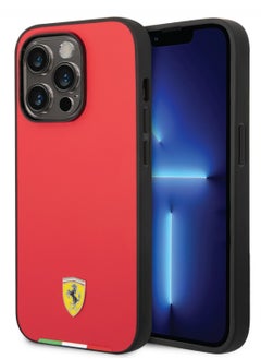 Ferrari Ferrari Magsafe PU Carbon Italy Flag Line Hard Case For iPhone 14 Pro (6.1") - Red [ FEHMP14LTABRE ]  - Image 2