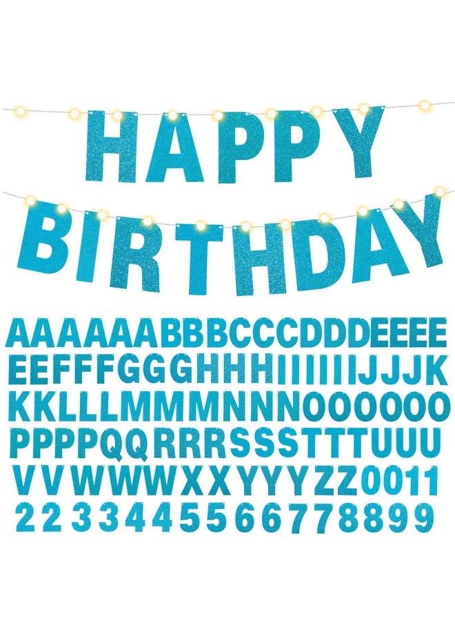 TaoBary 112 Pcs DIY Letter Custom Banner Glitter Customizable Banner Kit Including 107 Letters and Numbers 3 Rope for Valentine Birthday Party(Baby Blue) - Image 1