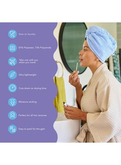 Turbie Twist Turbie Twist 2-Pack Microfiber Hair Towel for Beauty, Travel, Gifting - Hair Wrap Turban for Straight, Wavy & Curly Hair - Premium Hair Care - Grey & Blue  - Image 2