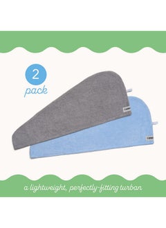 Turbie Twist Turbie Twist 2-Pack Microfiber Hair Towel for Beauty, Travel, Gifting - Hair Wrap Turban for Straight, Wavy & Curly Hair - Premium Hair Care - Grey & Blue  - Image 3