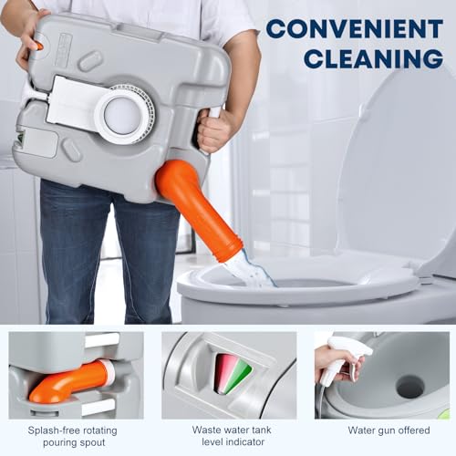 Kohree 5.8 Gal Camping Toilet: Portable Toilet for Adults with Diagonal Elongated Bowl Seat, Large Waste Tank, Leak-Proof Cassette with Level Indicator, RV Travel Porta Potty for Boat Trip Home Use - Image 4